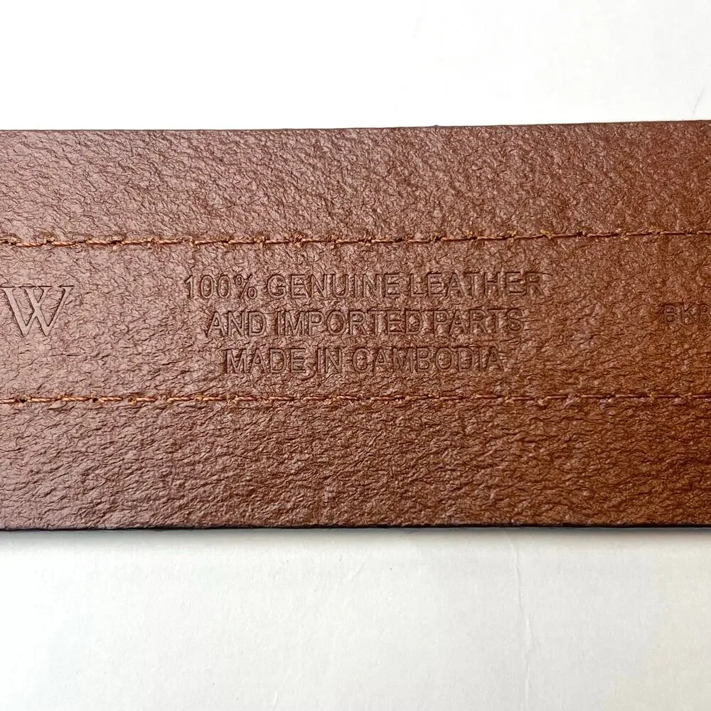 J. Crew Brown Leather Wide Waist Belt Gold Tone Buckle Size M/L